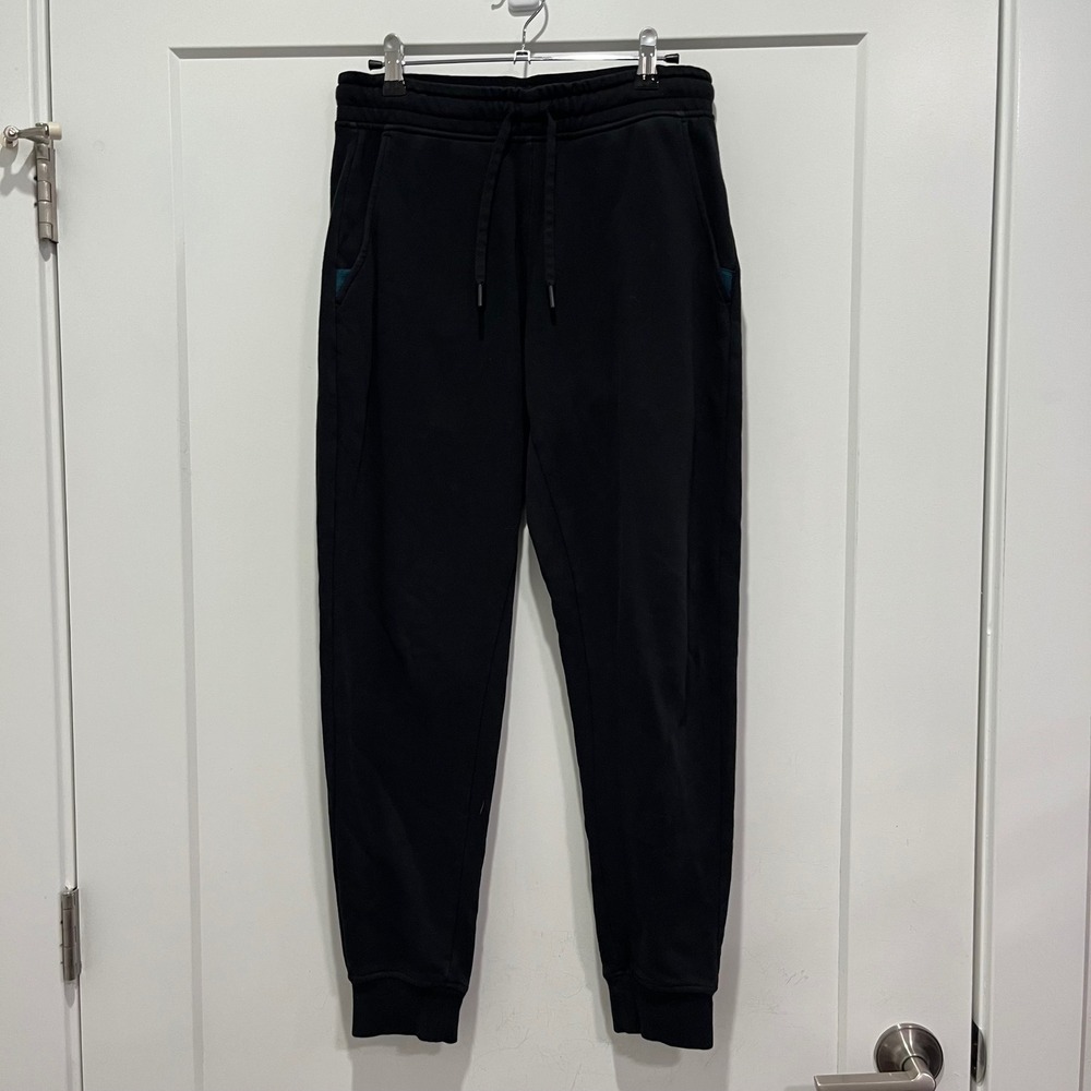 Giordano Mens Slim Tapered Joggers Black Sweatpants Size S Drawstring Athletic